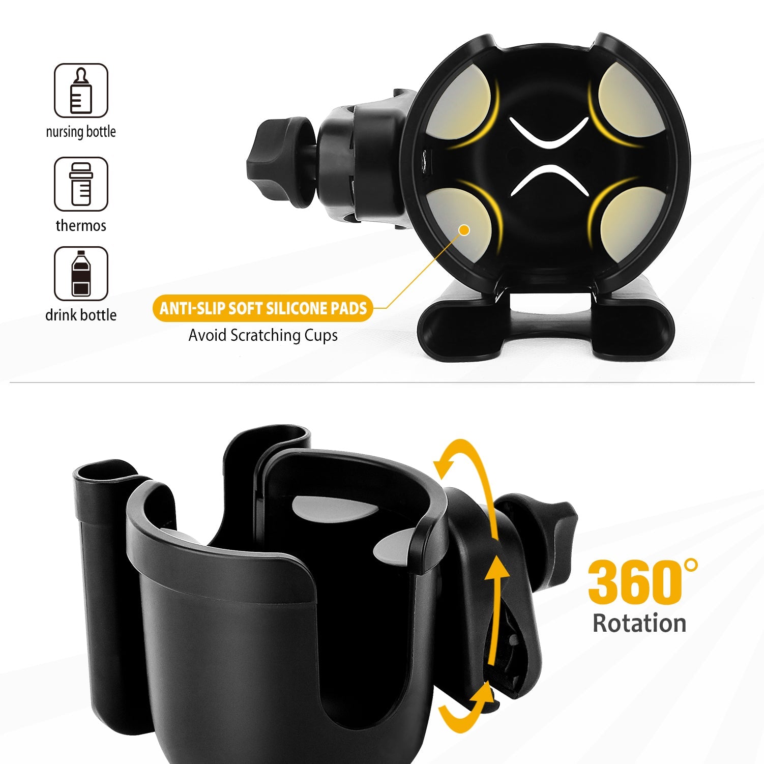 Stroller Cup Holder with Phone Holder
