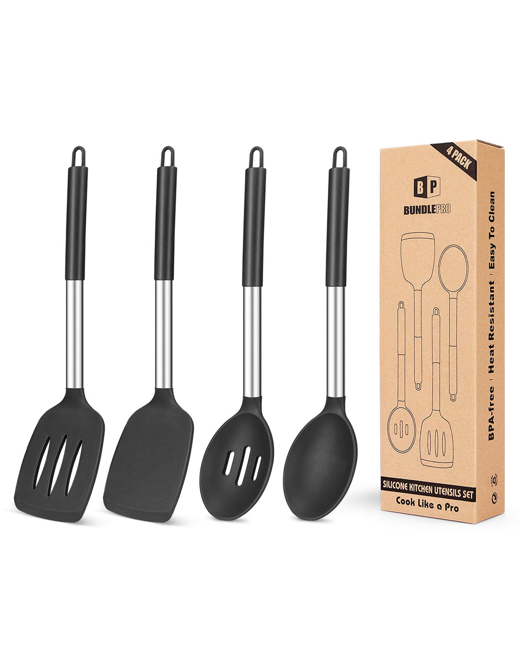 4-Piece Silicone Kitchen Utensil Set