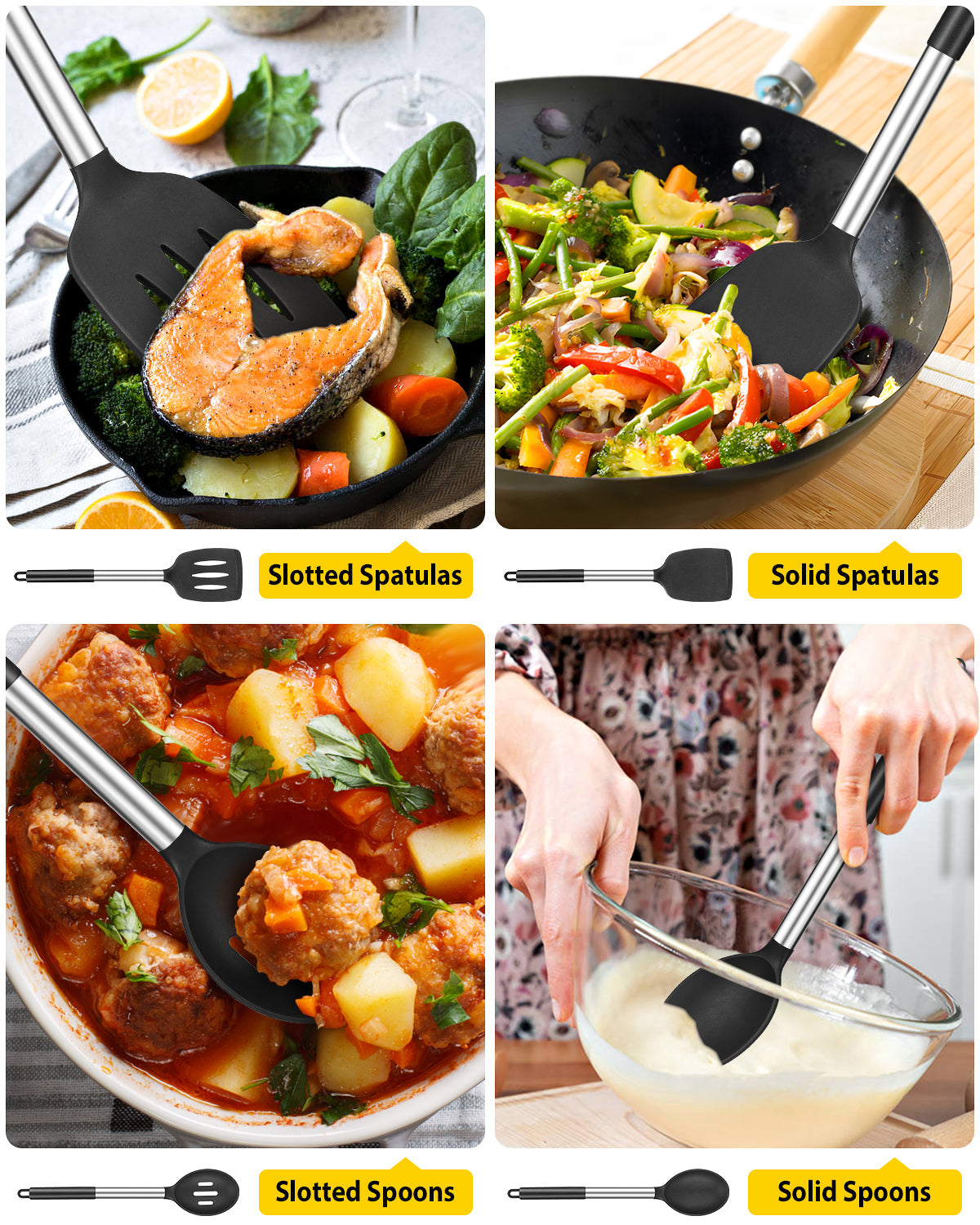 4-Piece Silicone Kitchen Utensil Set