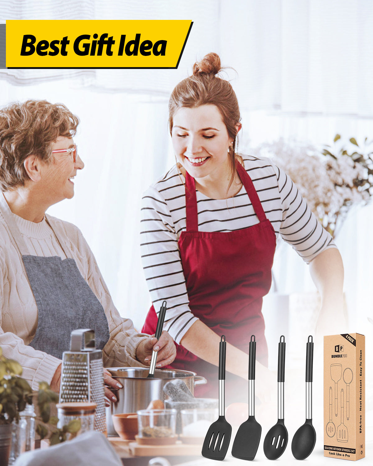 4-Piece Silicone Kitchen Utensil Set