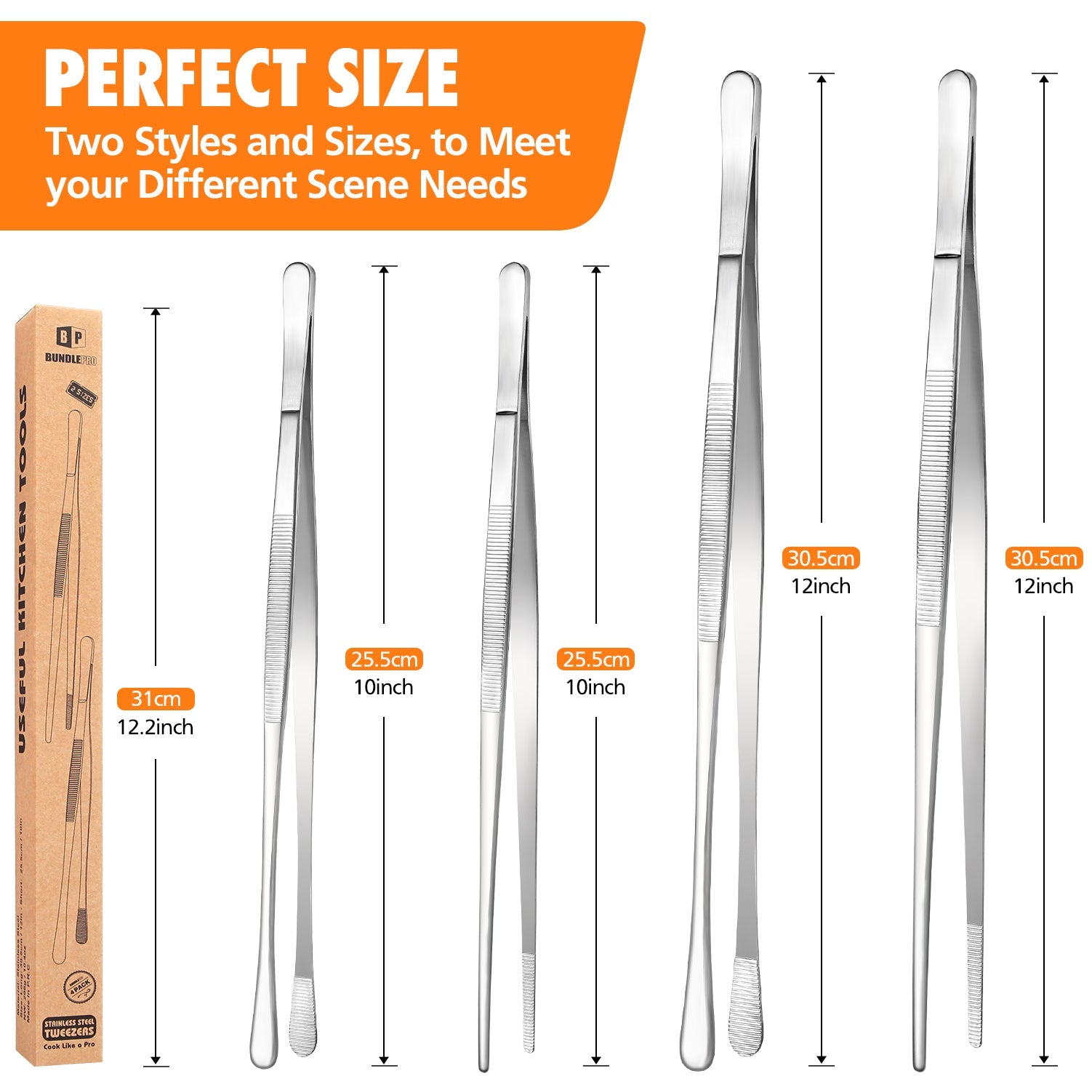 4-Piece Kitchen Tweezer Tongs Set