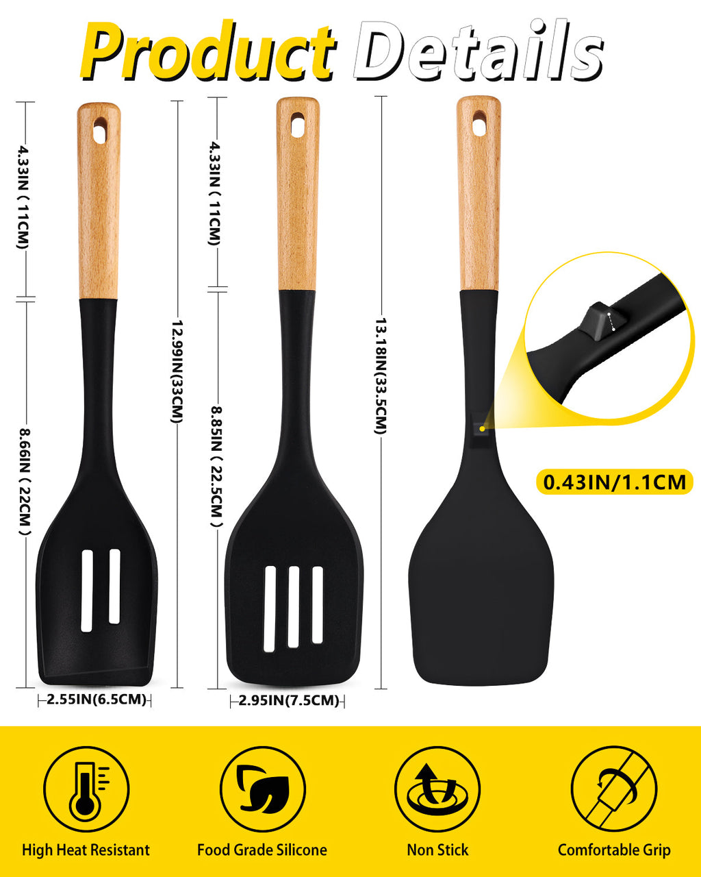 4-Piece Silicone Spatula and Spoon Set