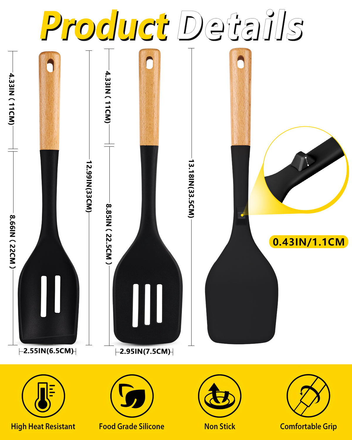 4-Piece Silicone Spatula and Spoon Set