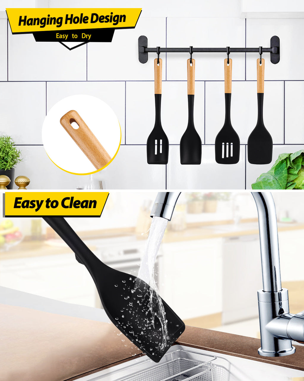4-Piece Silicone Spatula and Spoon Set