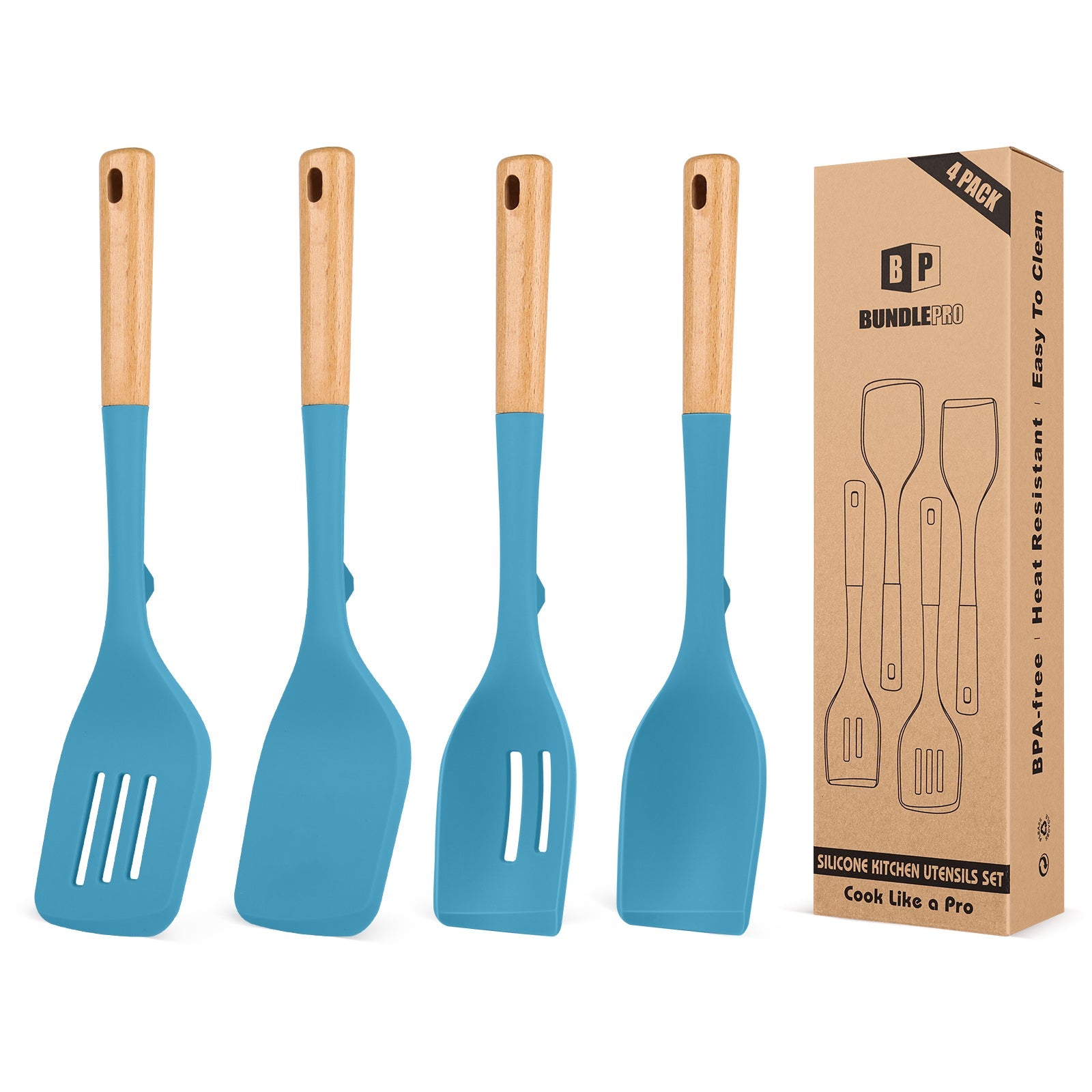 4-Piece Silicone Spatula and Spoon Set