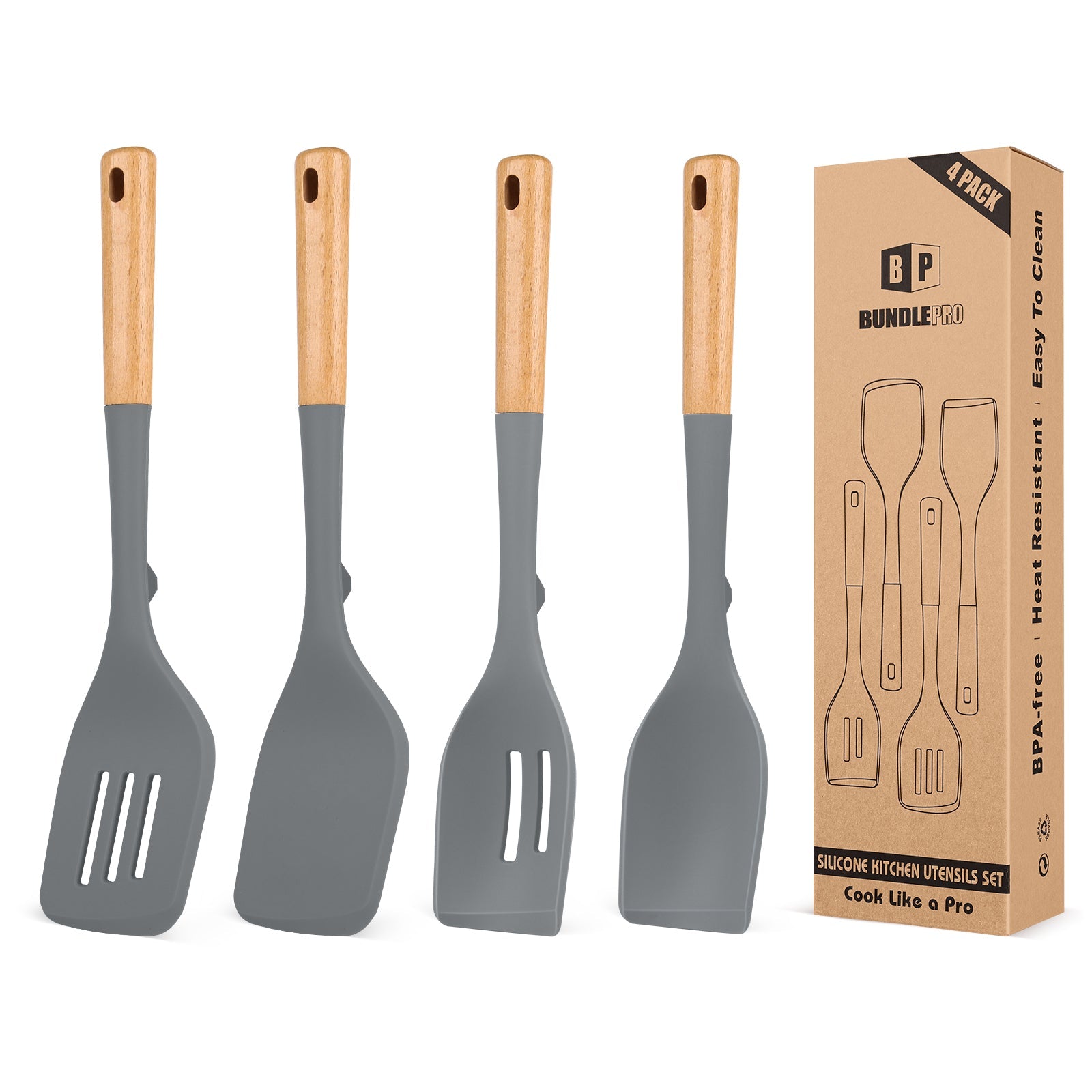 4-Piece Silicone Spatula and Spoon Set