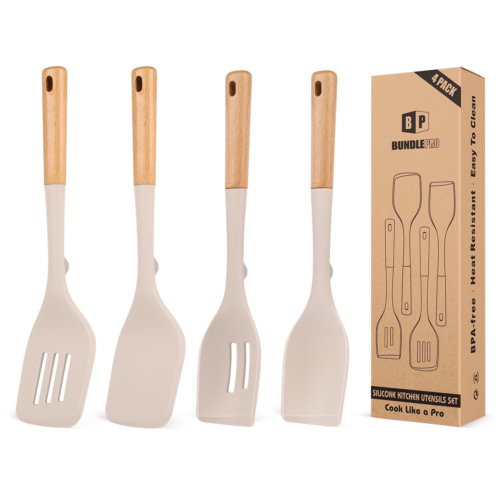 4-Piece Silicone Spatula and Spoon Set