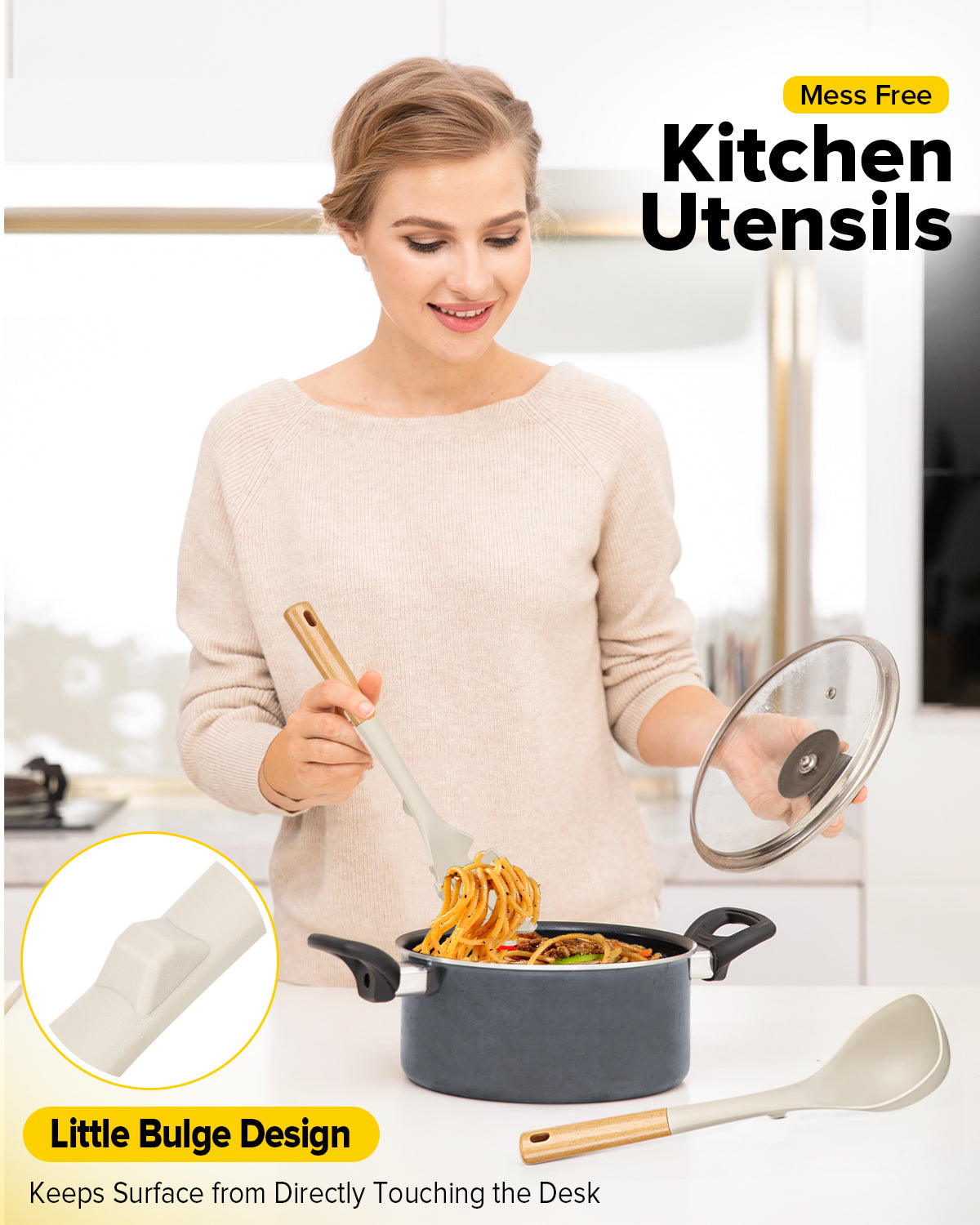 Silicone Ladle and Pasta Fork Set