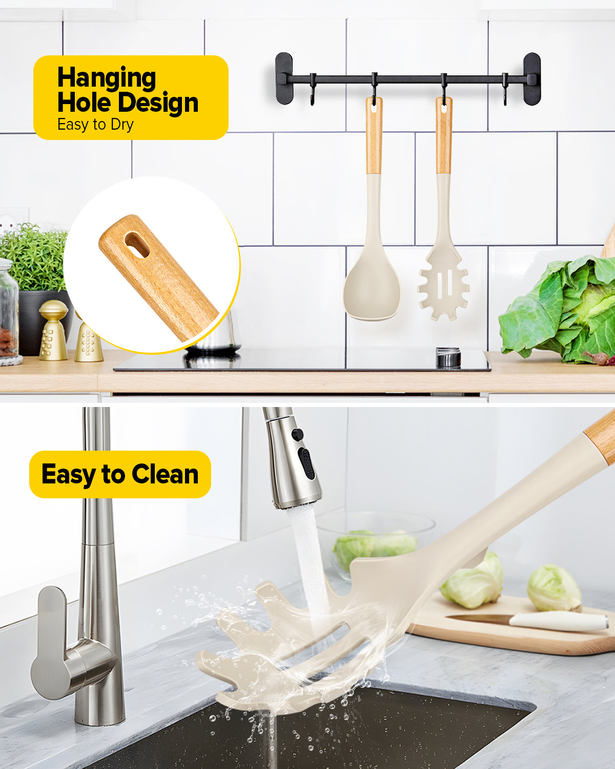 Silicone Ladle and Pasta Fork Set