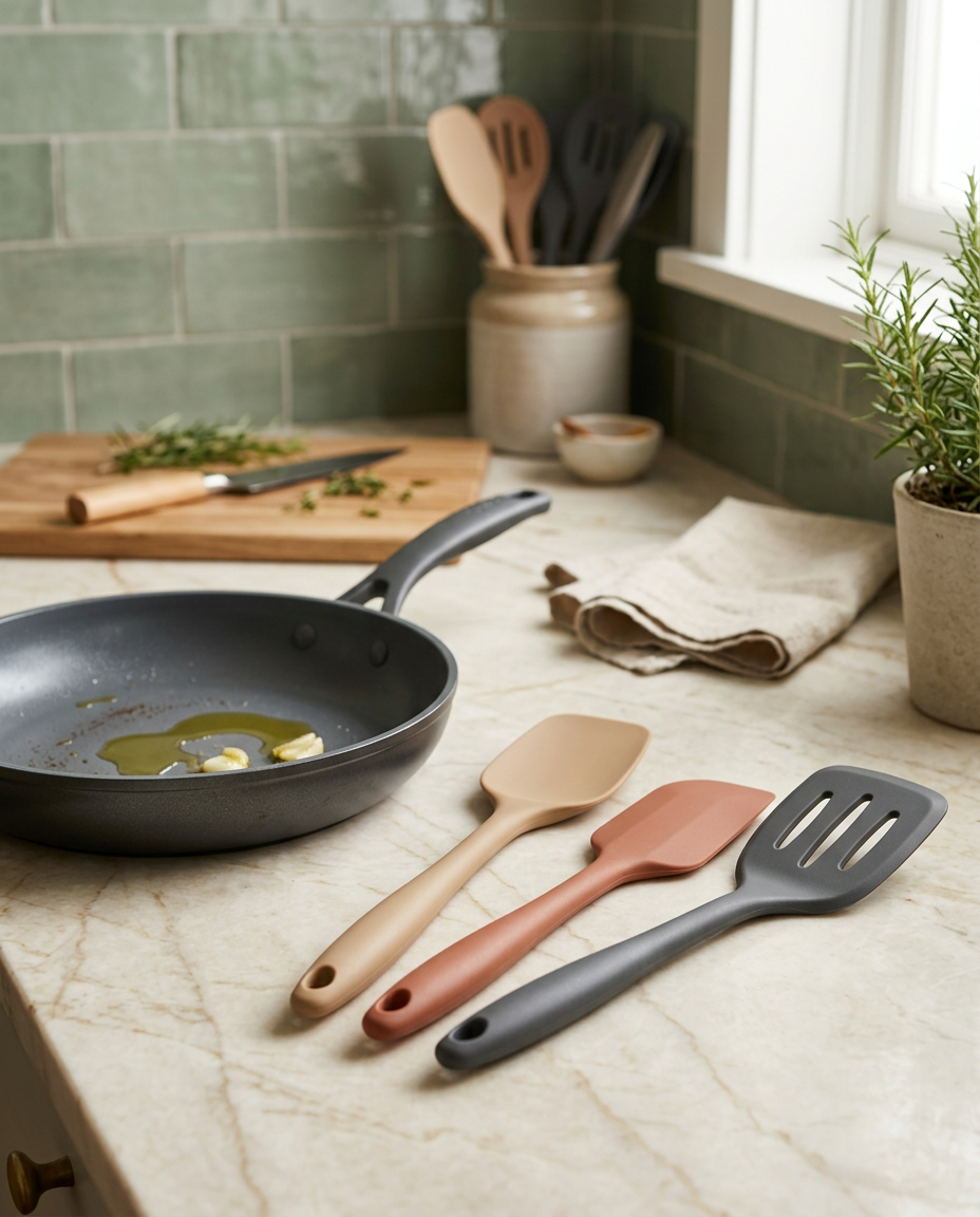 Silicone spatulas for non-stick cookware