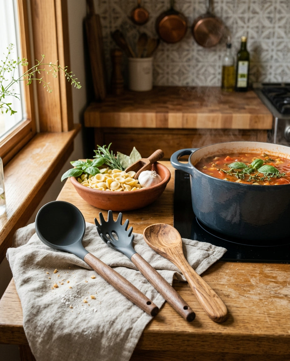 Cooking spoons and ladles for daily meals